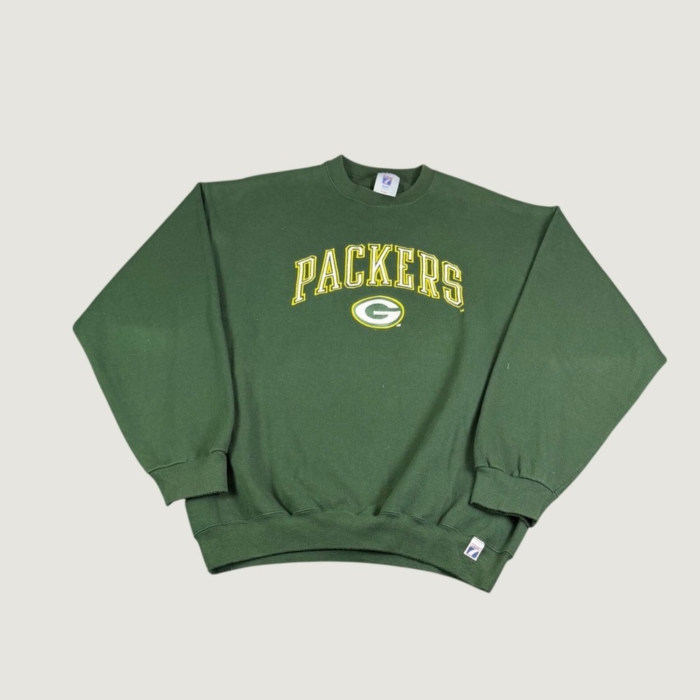 Vintage Logo 7 Green Bay Packers Sweatshirt Mens XL Green Crewneck Heavy Weight